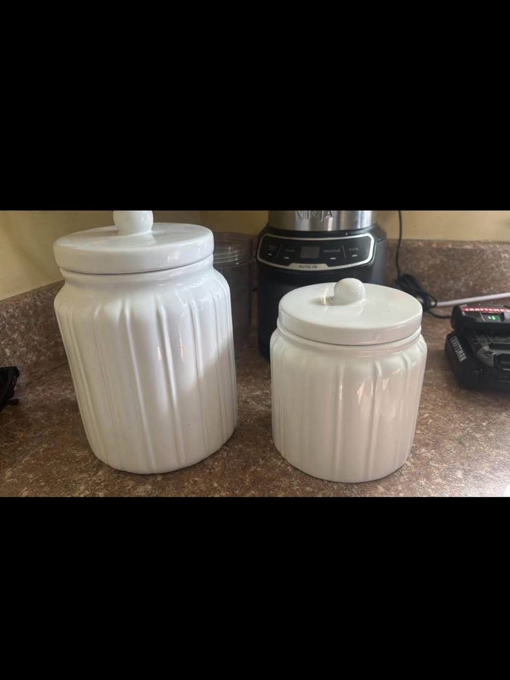 White Ceramic Kitchen Canister Set - Classic Lidded Storage